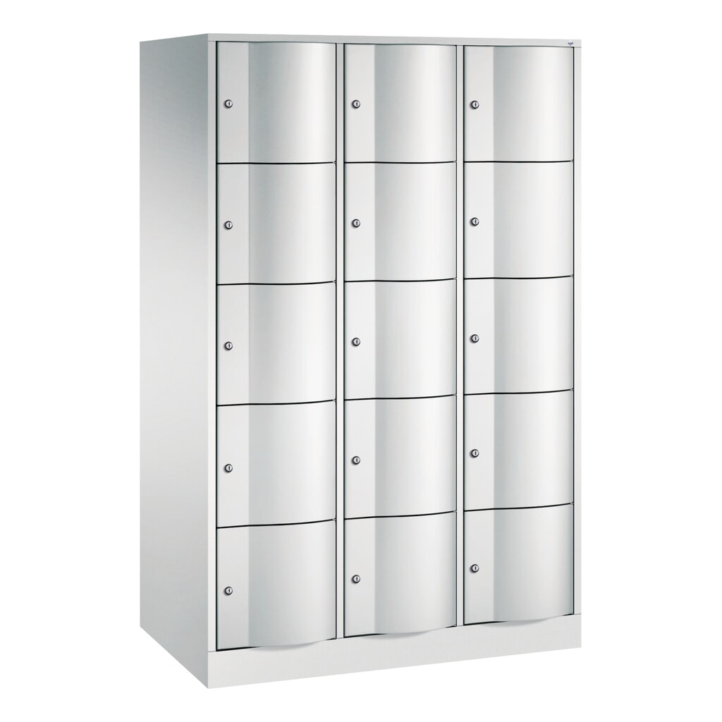Meuble coffre-fort C+P avec portes « anti-vandalisme », 3 x 5 compartiments, H x l x P 1 950 x 1 150 x 640 mm, gris clair, gris clair Illustration du produit: Meuble coffre-fort C+P avec portes « anti-vandalisme », 3 x 5 compartiments, H x l x P 1 950 x 1 150 x 640 mm, gris clair, gris clair