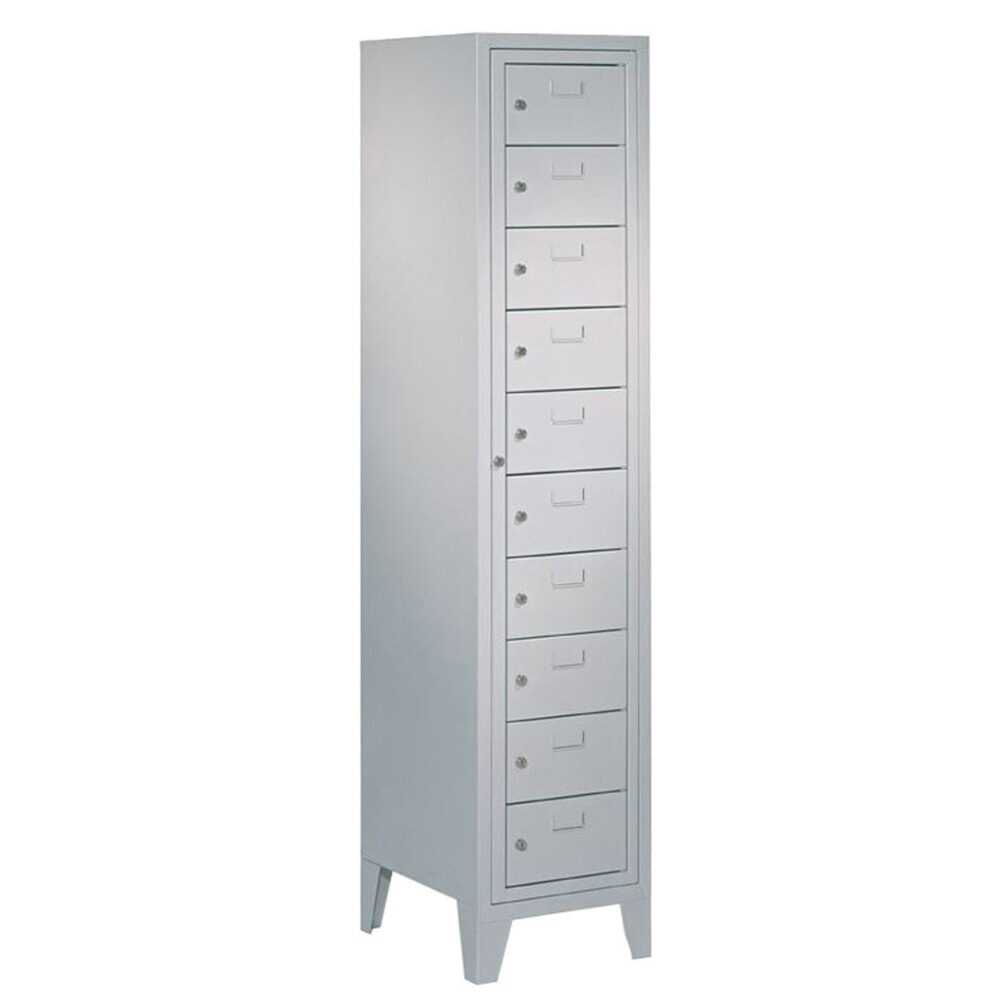 N° de l'image du produit 2 : Meuble coffre-fort PAVOY avec porte centrale, 1 x 10 compartiments, H x l x P 1 850 x 400 x 500 mm, avec pieds, gris clair, gris clair
