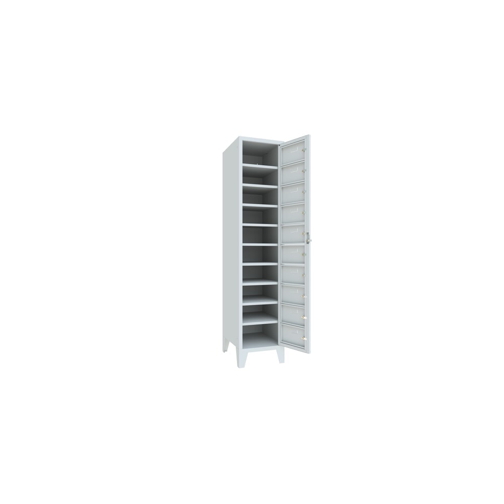 N° de l'image du produit 3 : Meuble coffre-fort PAVOY avec porte centrale, 1 x 10 compartiments, H x l x P 1 850 x 400 x 500 mm, avec pieds, gris clair, gris clair