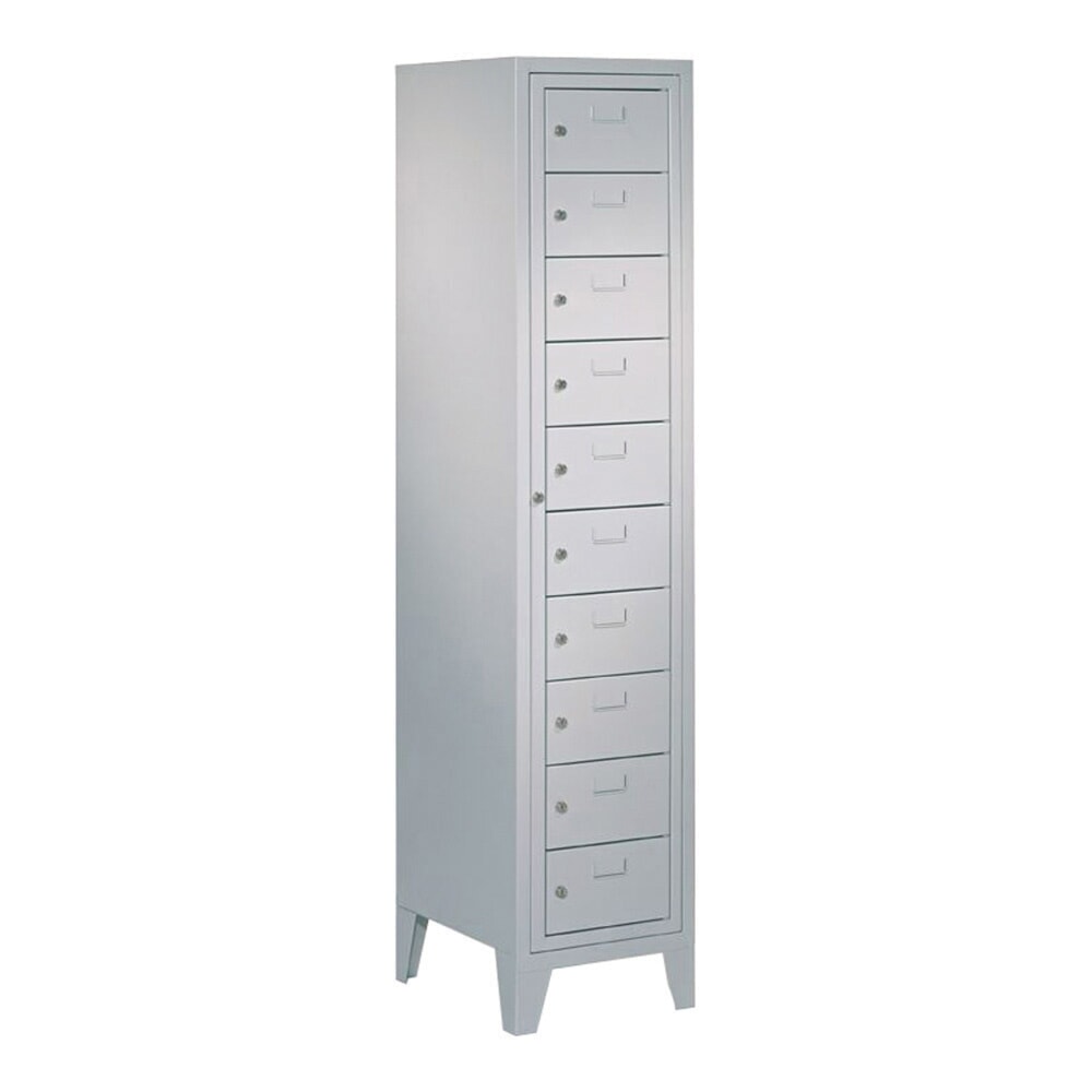 N° de l'image du produit 1 : Meuble coffre-fort PAVOY avec porte centrale, 1 x 10 compartiments, H x l x P 1 850 x 400 x 500 mm, avec pieds, gris clair, gris clair