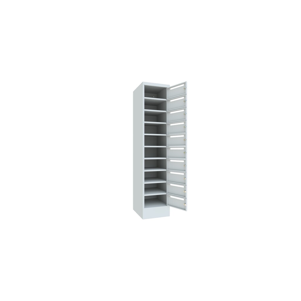 Meuble de tri du courrier PAVOY, 1 x 10 compartiments, H x l x P 1 850 x 430 x 500 mm, gris clair, gris clair N° de l'image du produit 3 : Meuble de tri du courrier PAVOY, 1 x 10 compartiments, H x l x P 1 850 x 430 x 500 mm, gris clair, gris clair