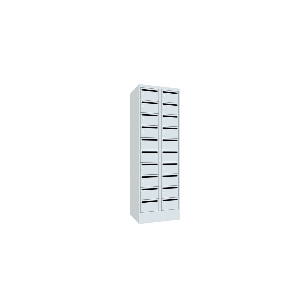 N° de l'image du produit 3 : Meuble de tri du courrier PAVOY, 2 x 10 compartiments, H x l x P 1 850 x 630 x 500 mm, gris clair, gris clair