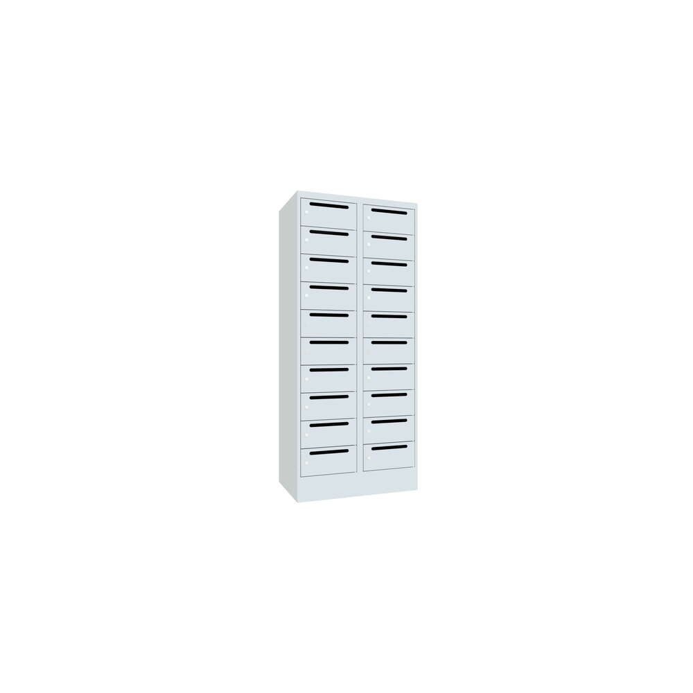N° de l'image du produit 3 : Meuble de tri du courrier PAVOY, 2 x 10 compartiments, H x l x P 1 850 x 830 x 500 mm, gris clair, gris clair