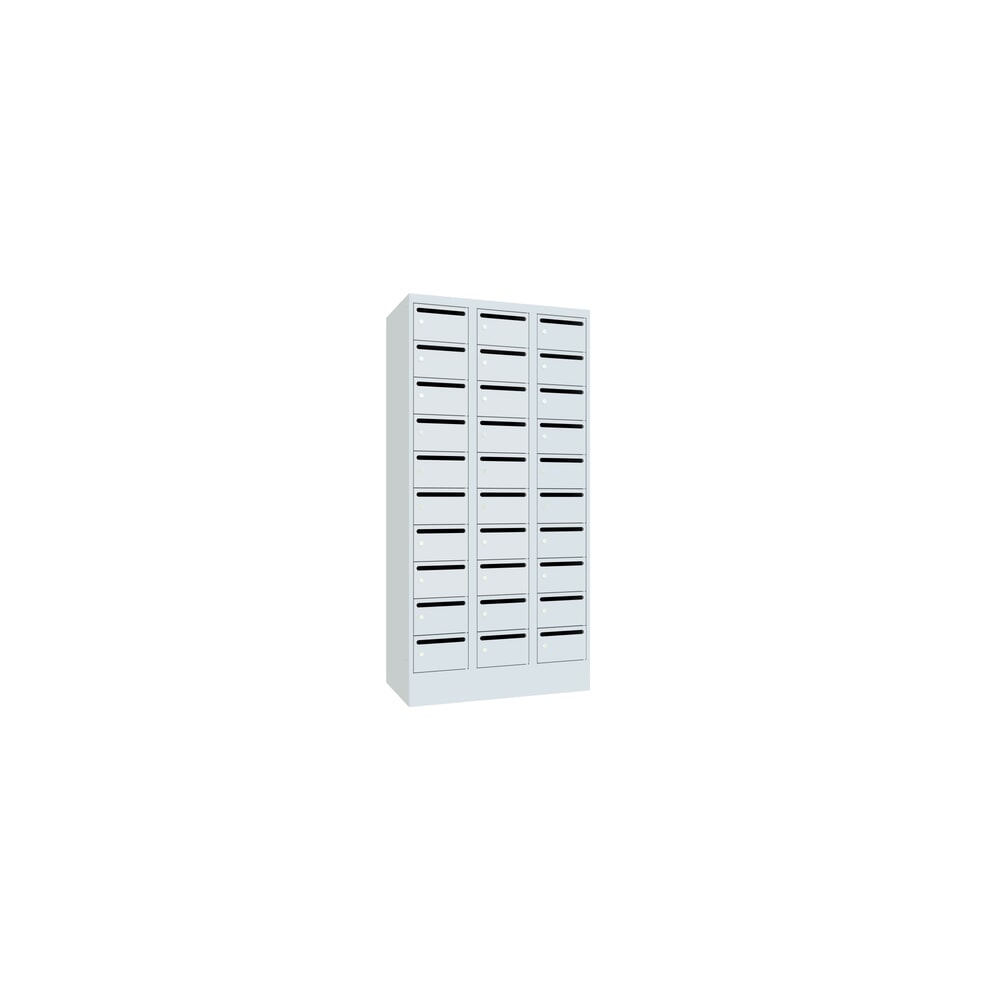 N° de l'image du produit 3 : Meuble de tri du courrier PAVOY, 3 x 10 compartiments, H x l x P 1 850 x 930 x 500 mm, gris clair, gris clair