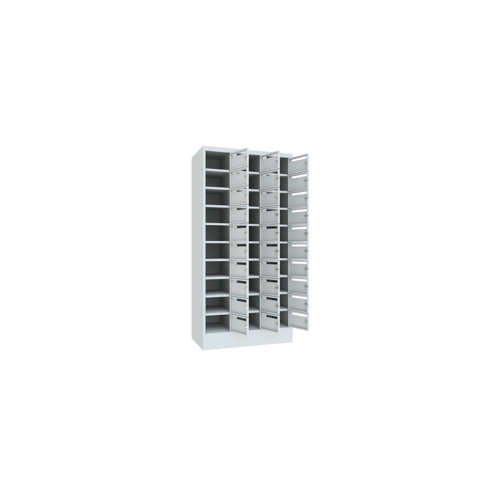 N° de l'image du produit 4 : Meuble de tri du courrier PAVOY, 3 x 10 compartiments, H x l x P 1 850 x 930 x 500 mm, gris clair, gris clair