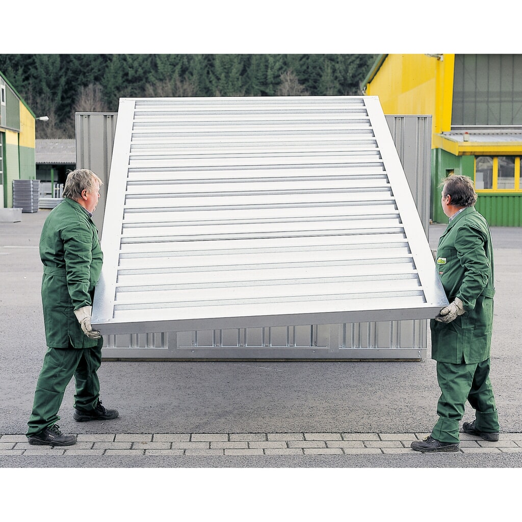 Conteneur à matériaux FLADAFI® module unique, galvanisé, haut. x larg. x prof. 2 150 x 2 100 x 2 170 mm, démonté, sans plancher en bois N° de l'image du produit 3 : Conteneur à matériaux FLADAFI® module unique, galvanisé, haut. x larg. x prof. 2 150 x 2 100 x 2 170 mm, démonté, sans plancher en bois