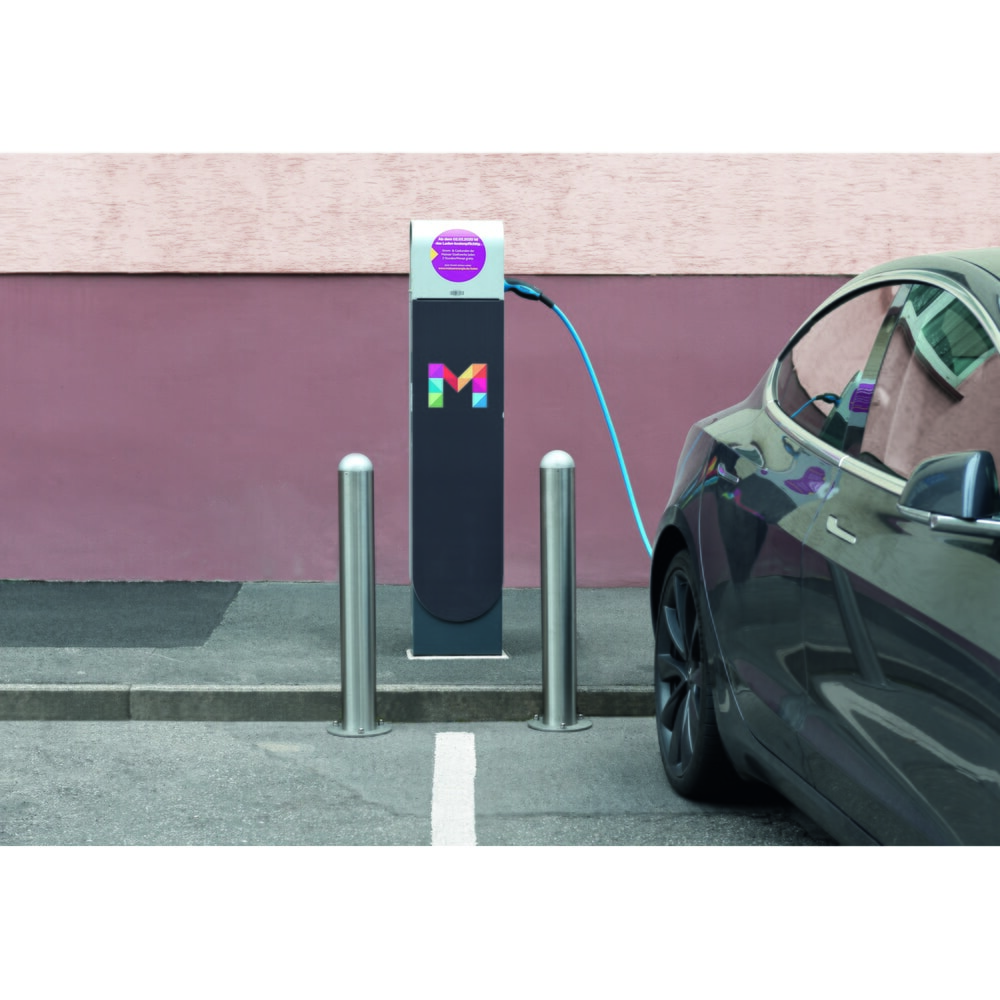 N° de l'image du produit 3 : MORAVIA Borne de protection pour bornes de recharge I, Ø 108 mm, hauteur 800 mm, à cheviller au sol, acier, sans anneaux réfléchissants