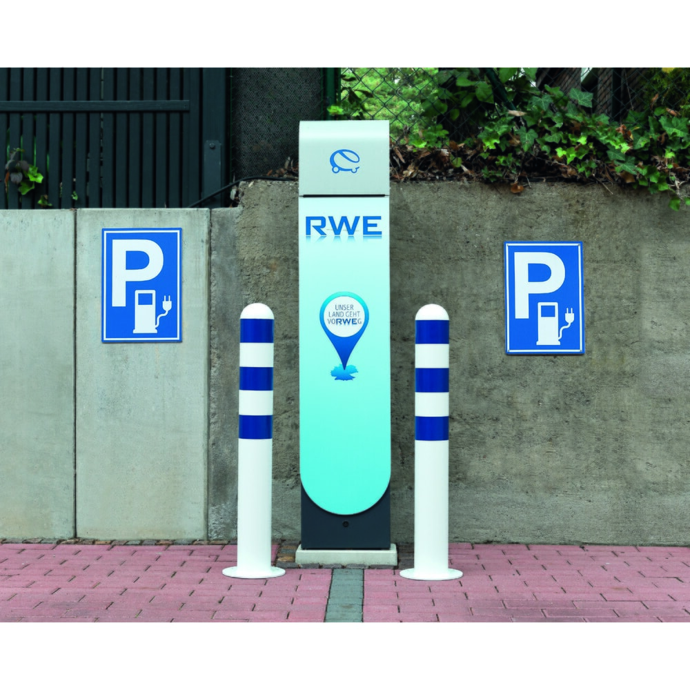 N° de l'image du produit 5 : MORAVIA Borne de protection pour bornes de recharge I, Ø 108 mm, hauteur 800 mm, à cheviller au sol, acier, sans anneaux réfléchissants