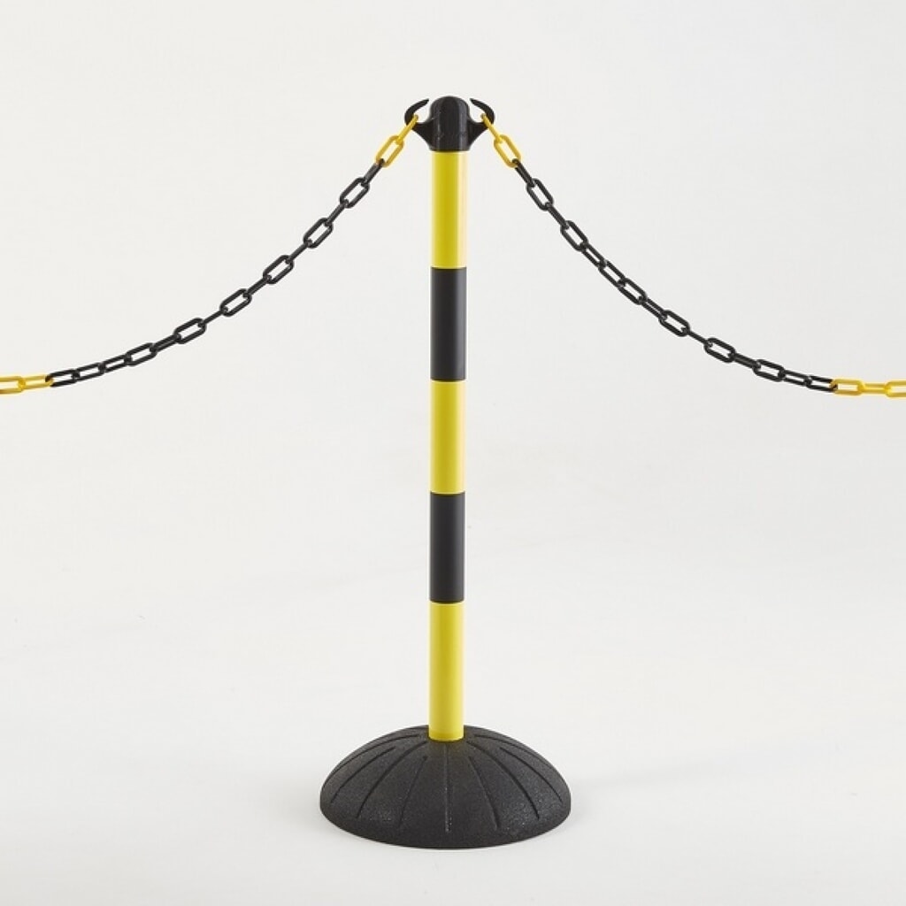MOTTEZ Potelet Pro avec support en caoutchouc, jaune et noir N° de l'image du produit 1 : MOTTEZ Potelet Pro avec support en caoutchouc, jaune et noir