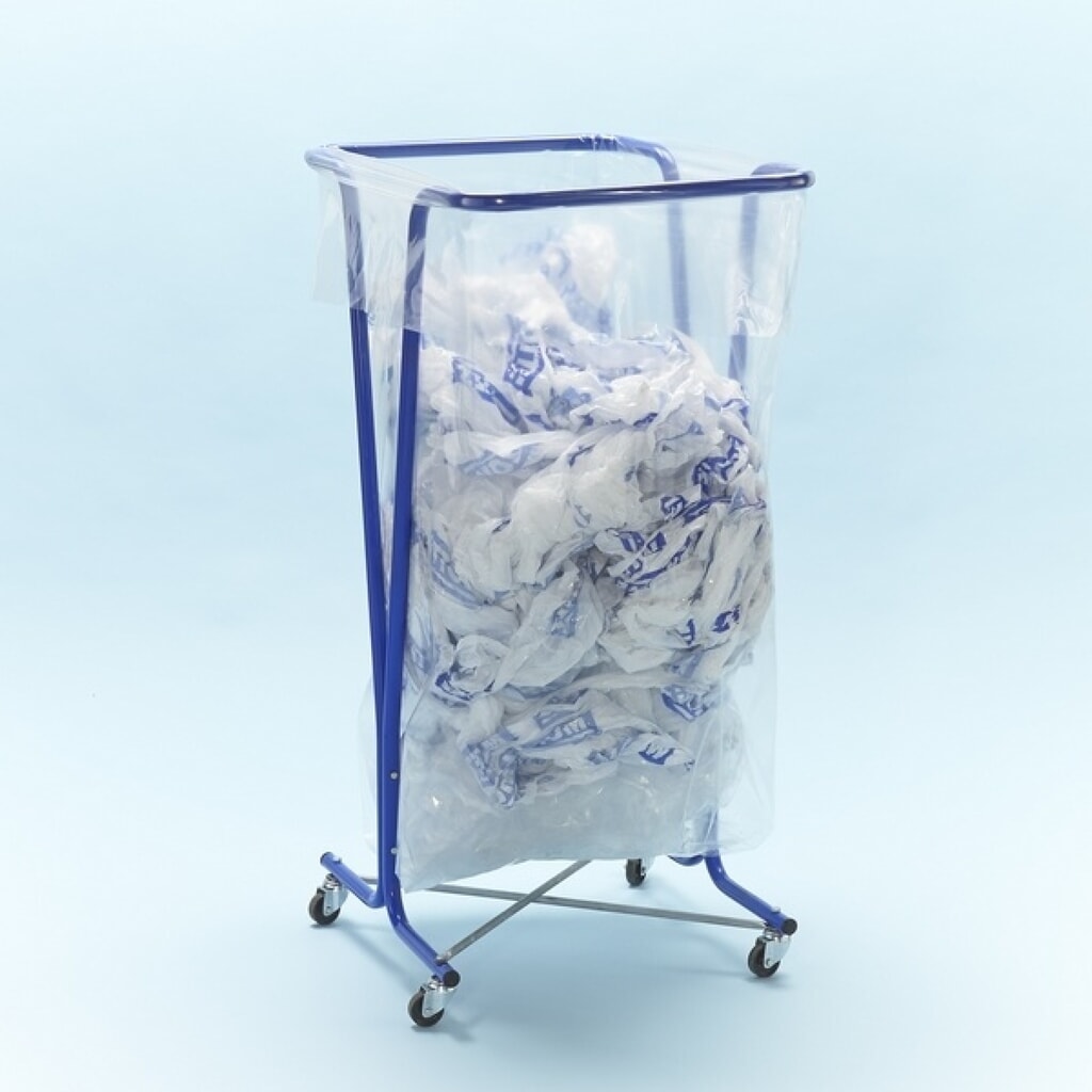 MOTTEZ Support pour sacs poubelle 400 litres avec roulettes, bleu N° de l'image du produit 2 : MOTTEZ Support pour sacs poubelle 400 litres avec roulettes, bleu