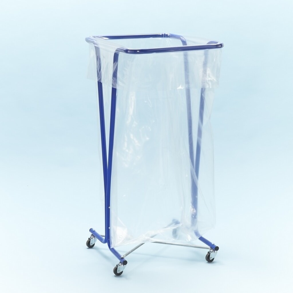 MOTTEZ Support pour sacs poubelle 400 litres avec roulettes, bleu N° de l'image du produit 3 : MOTTEZ Support pour sacs poubelle 400 litres avec roulettes, bleu