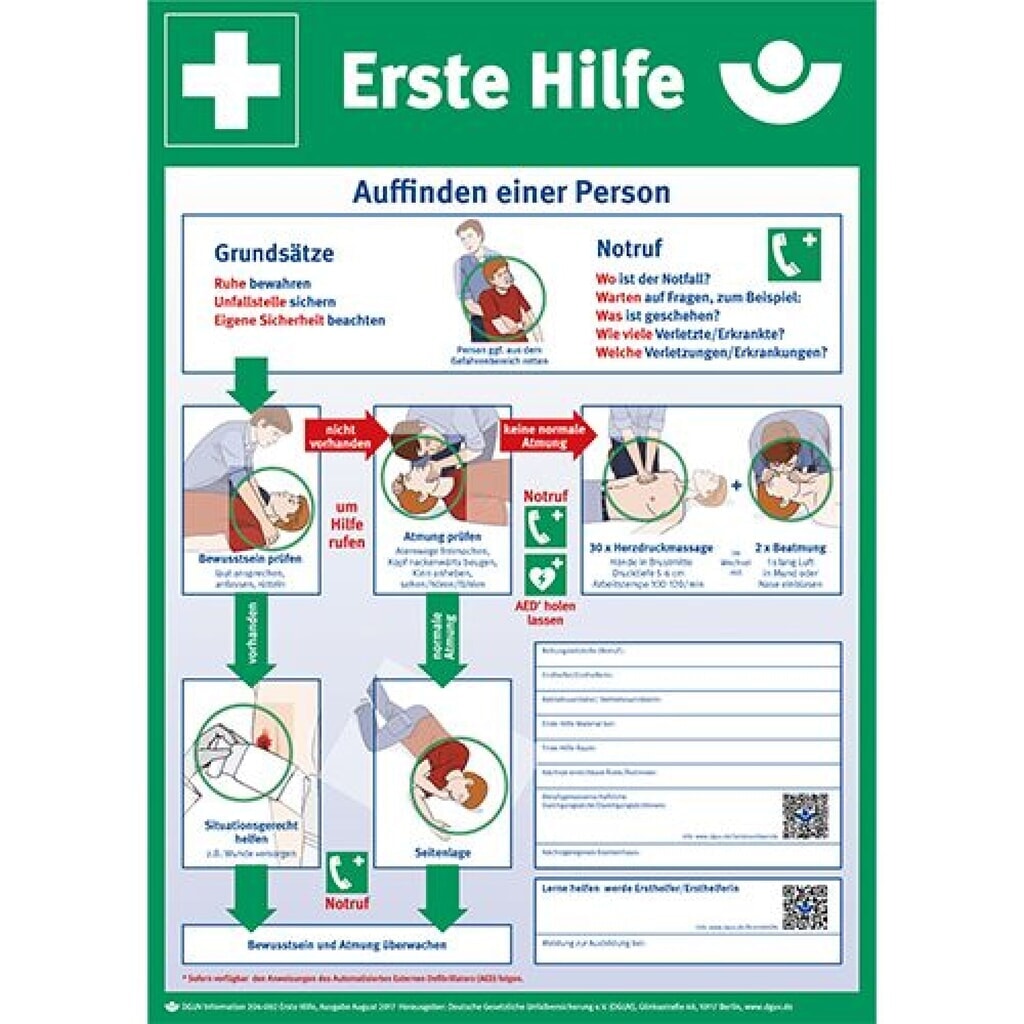Notice de premiers soins B-Safety, selon l’information DGUV 204-001 Illustration du produit: Notice de premiers soins B-Safety, selon l’information DGUV 204-001
