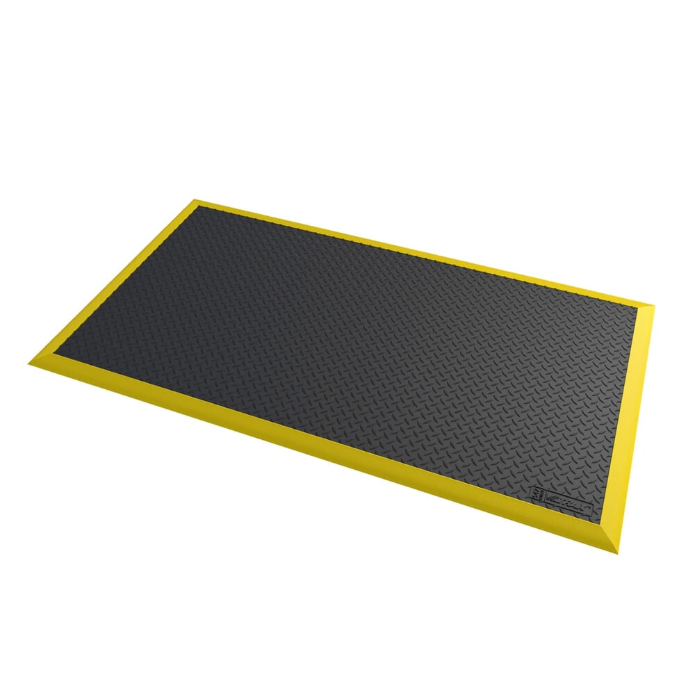 N° de l'image du produit 1 : Tapis anti-fatigue NoTrax Diamond Flex™, l × L 970 × 1 630 mm, noir/jaune