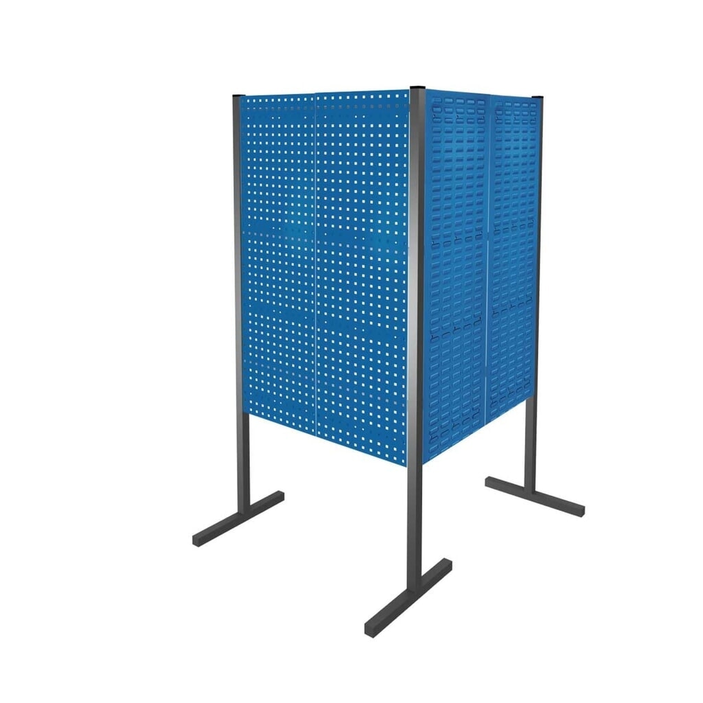 2 panneaux perforés/2 panneaux à fentes, double champ 90° H 1 500 mm, bleu gentiane Illustration du produit: 2 panneaux perforés/2 panneaux à fentes, double champ 90° H 1 500 mm, bleu gentiane