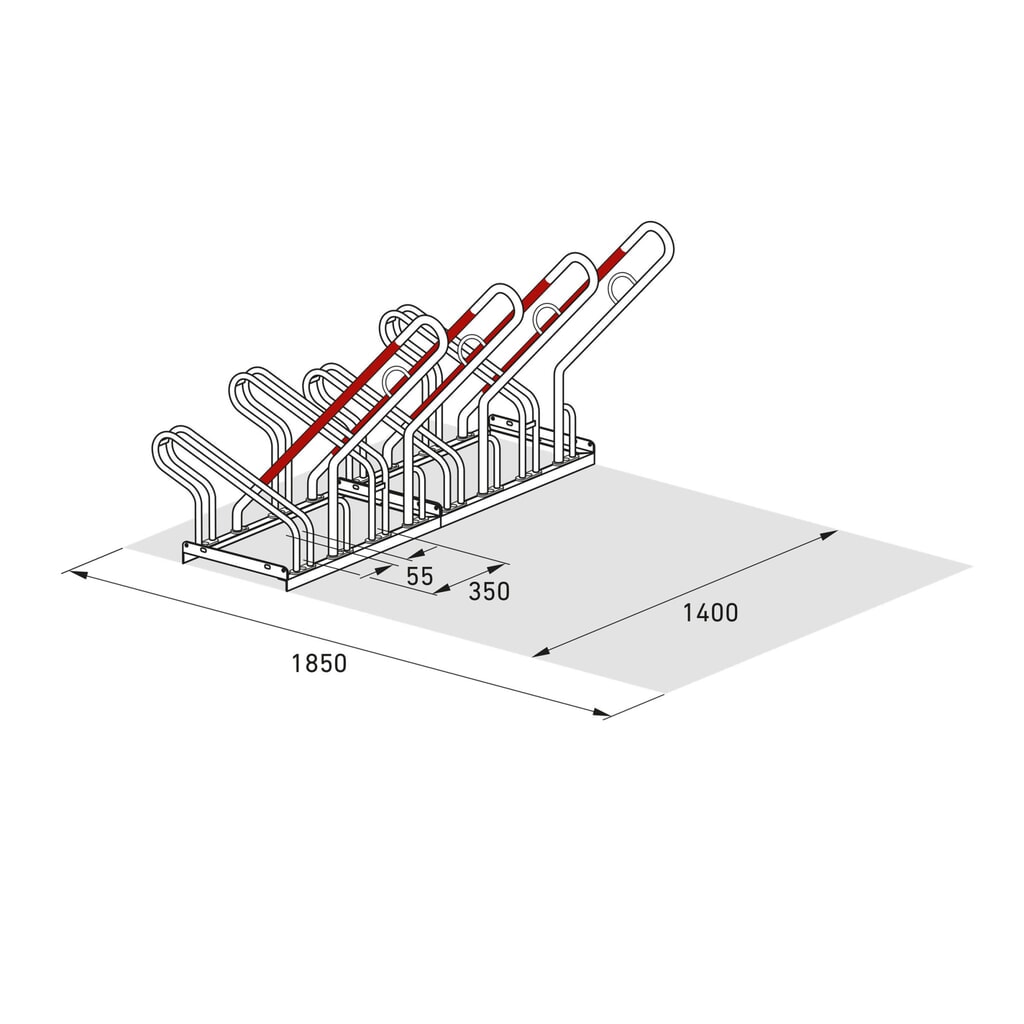 N° de l'image du produit 8 : Parc à vélo, stationnement d’1 côté, 4 emplacements, écart entre les roues 350 mm