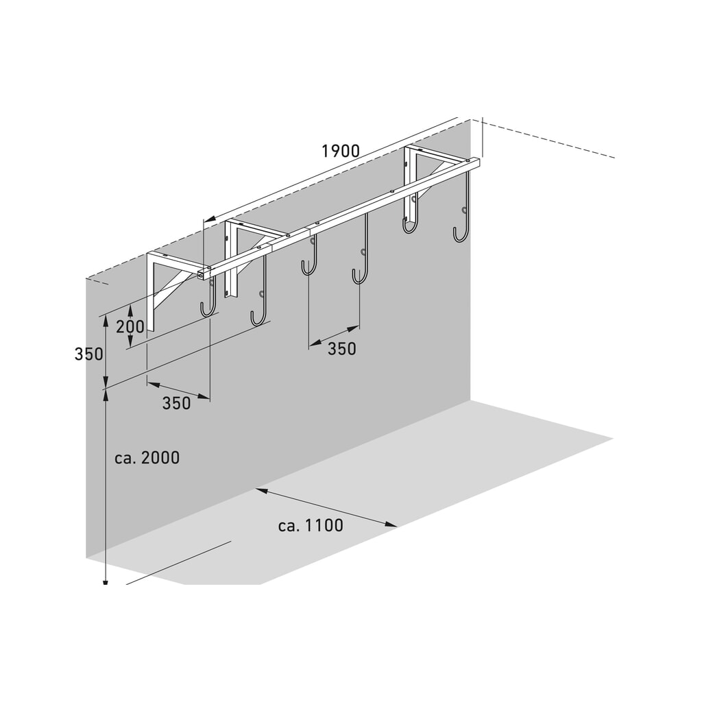 Parking suspendu en rang wsm®, 6 emplacements, montage au plafond N° de l'image du produit 7 : Parking suspendu en rang wsm®, 6 emplacements, montage au plafond