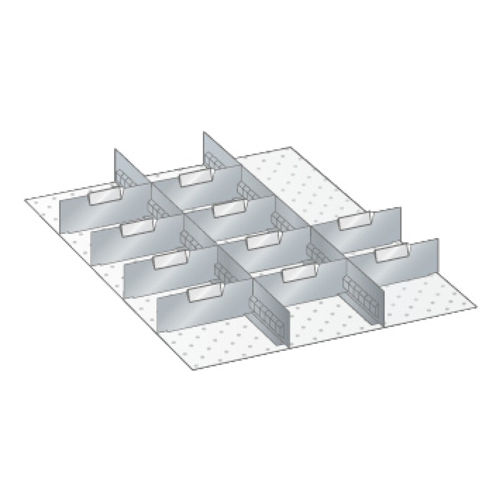 Illustration du produit: Parois enfichables et cloisons de séparation pour armoires LISTA, 2 parois à fentes, 10 plaquettes de séparation, pour hauteur de façade 100 mm