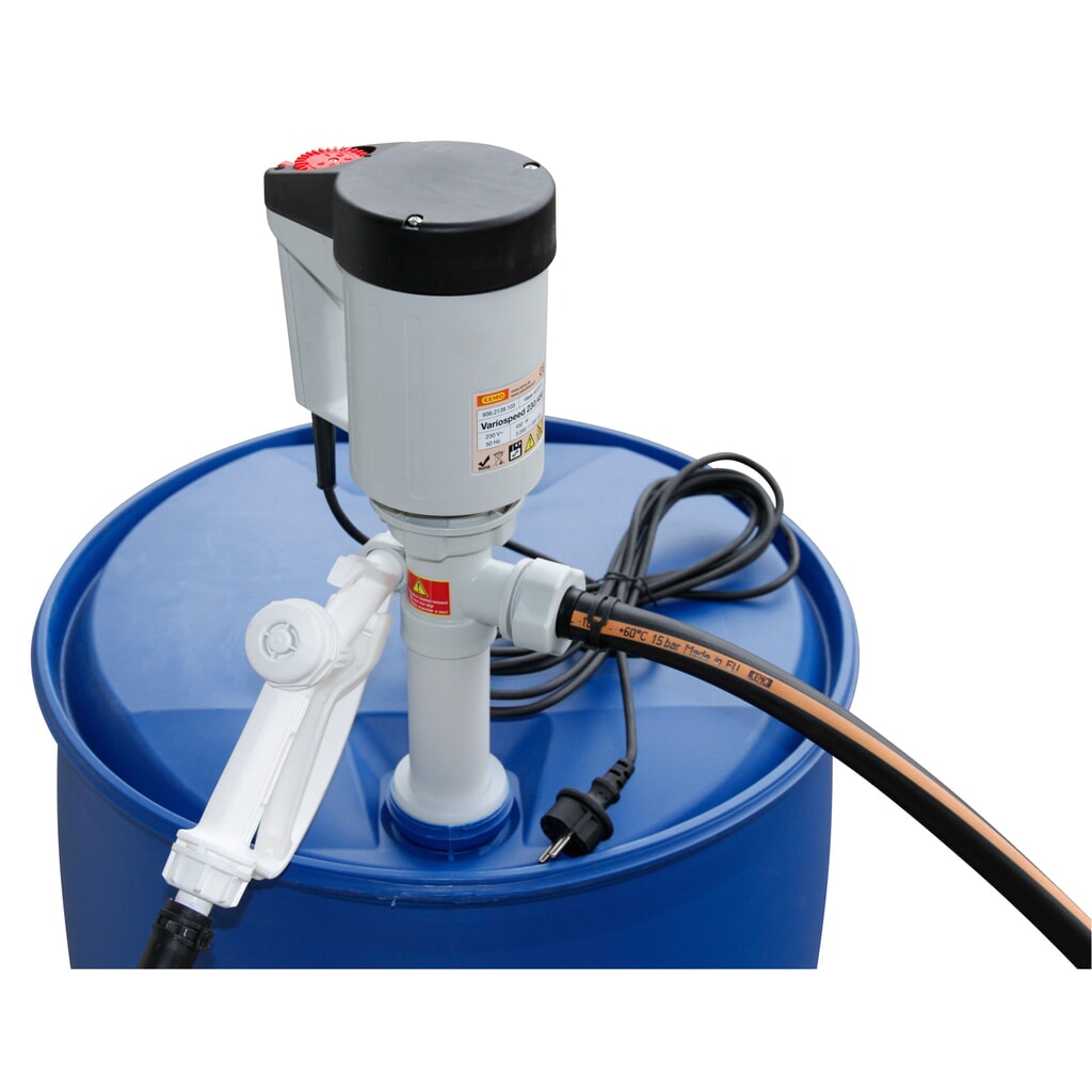 Kit pompe à fûts CEMO ECO-1 pour AdBlue®, vanne de ravitaillement manuelle, max. 80 l/min Illustration du produit: Kit pompe à fûts CEMO ECO-1 pour AdBlue®, vanne de ravitaillement manuelle, max. 80 l/min