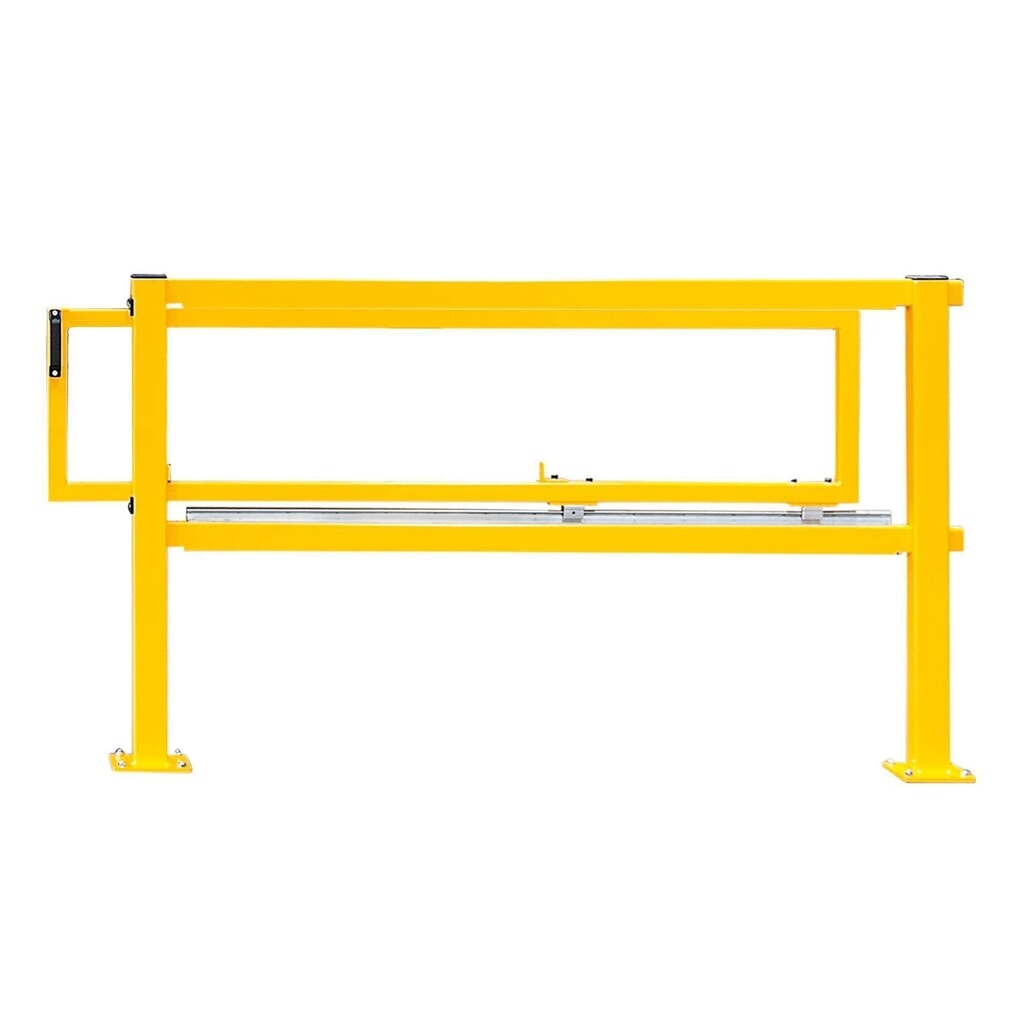 Porte coulissante MORAVIA pour rambarde de protection BLACK PULL, S-Line, jaune, à cheviller au sol avec une plaque de fond Illustration du produit: Porte coulissante MORAVIA pour rambarde de protection BLACK PULL, S-Line, jaune, à cheviller au sol avec une plaque de fond