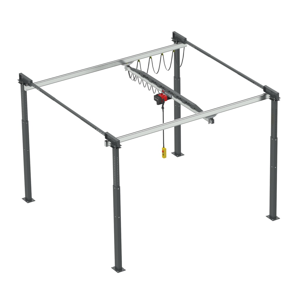 Illustration du produit: Portique de levage birail VETTER® ErgoLine®, portée 2 420 mm, capacité de charge 125 kg