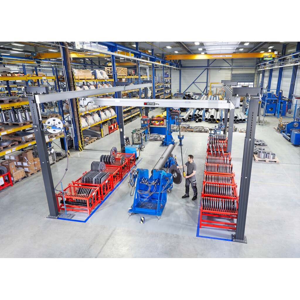 N° de l'image du produit 3 : Portique de levage birail VETTER® ErgoLine®, portée 2 420 mm, capacité de charge 125 kg