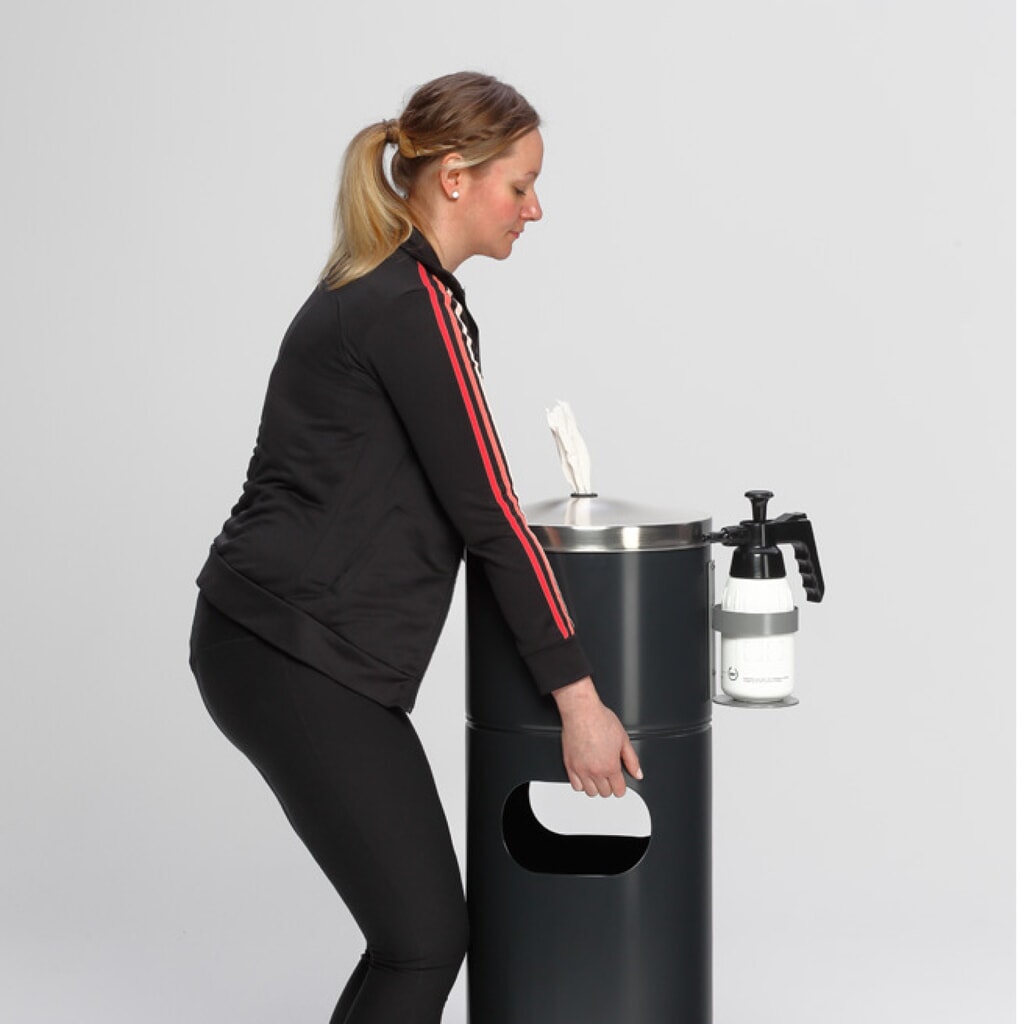 Poste de désinfection VAR®, pour essuie-mains en papier, avec porte-flacon et insert intérieur, revêtu par poudrage N° de l'image du produit 3 : Poste de désinfection VAR®, pour essuie-mains en papier, avec porte-flacon et insert intérieur, revêtu par poudrage