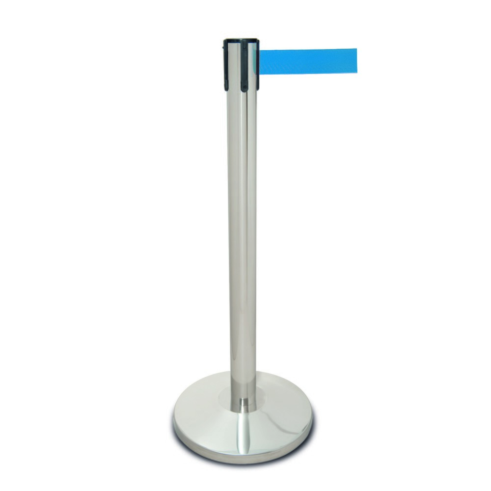N° de l'image du produit 1 : Poteau à sangle MORAVIA MORION en acier inoxydable, longueur de sangle 2,5 m, bleu