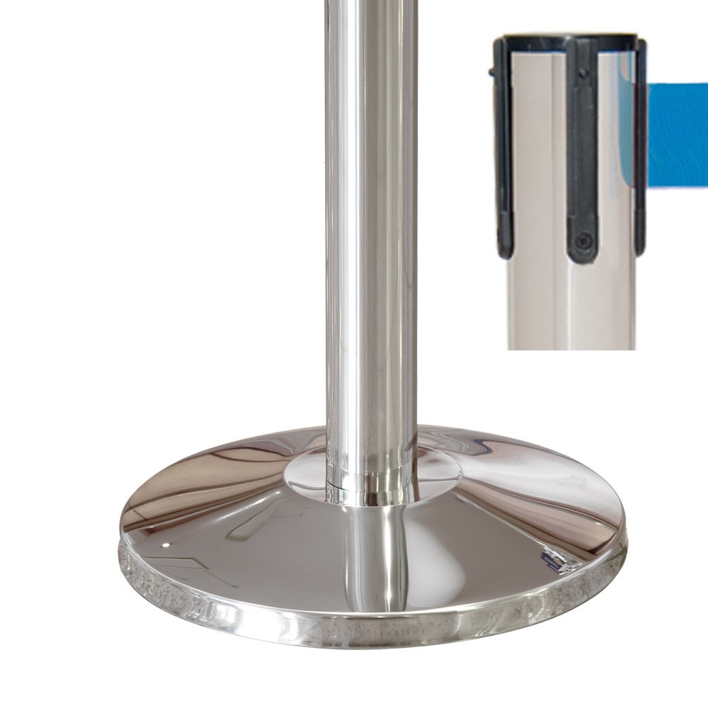 N° de l'image du produit 2 : Poteau à sangle MORAVIA MORION en acier inoxydable, longueur de sangle 2,5 m, bleu