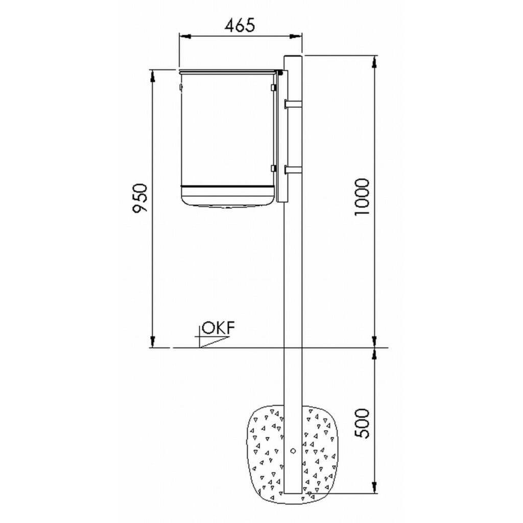 RENNER Poteau de fixation pour poubelle en acier, 50 litres, à bétonner, revêtu par poudrage N° de l'image du produit 2 : RENNER Poteau de fixation pour poubelle en acier, 50 litres, à bétonner, revêtu par poudrage