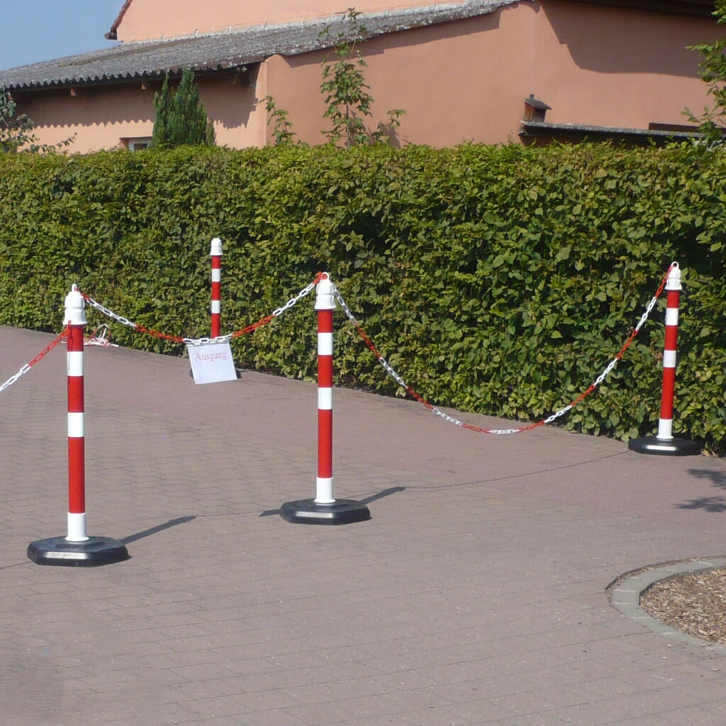 N° de l'image du produit 2 : Potelet d’avertissement à chaîne, Ø 63 mm, rouge/rétro-réfléchissant