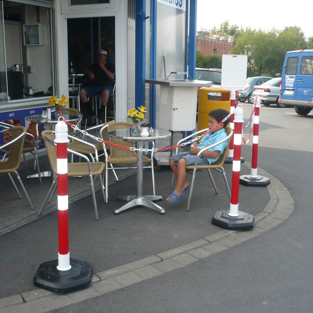 N° de l'image du produit 3 : Potelet d’avertissement à chaîne, Ø 63 mm, rouge/rétro-réfléchissant
