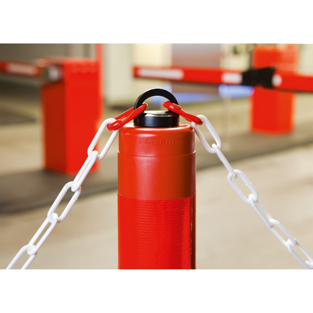 Potelet de délimitation avec capuchon à anneau, rouge/blanc réfléchissant N° de l'image du produit 2 : Potelet de délimitation avec capuchon à anneau, rouge/blanc réfléchissant