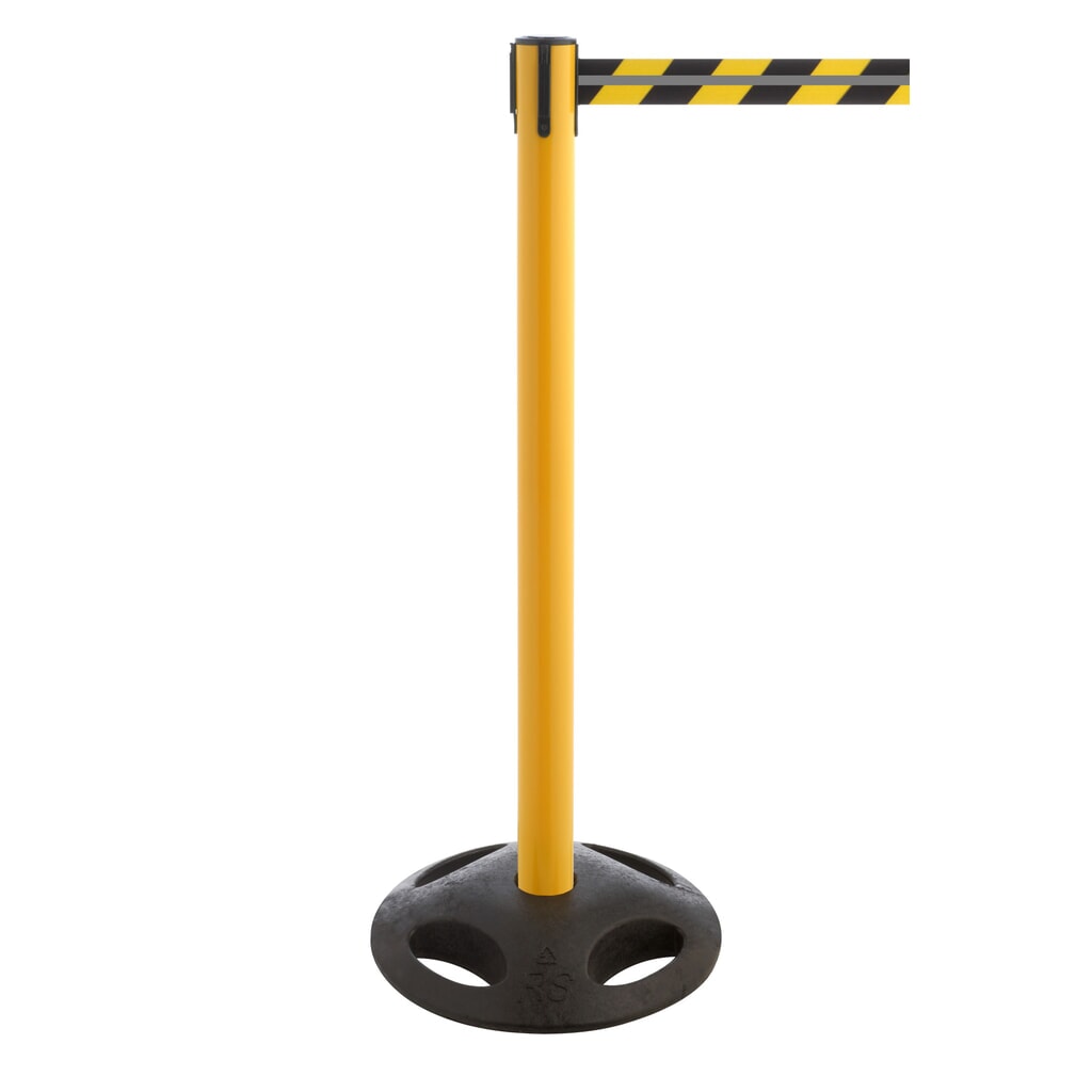Illustration du produit: Potelet de délimitation RS-GUIDESYSTEMS® GLA 25-E REFLECTO, longueur 3,5 m, largeur 50 mm, potelet jaune, sangle noir/jaune