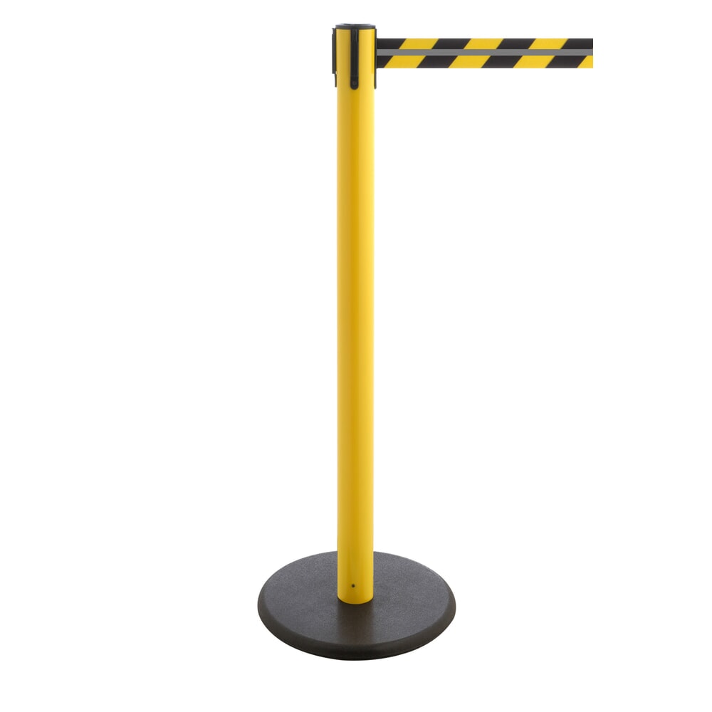 N° de l'image du produit 1 : Potelet de délimitation RS-GUIDESYSTEMS® GLA 28-E REFLECTO, longueur 3,5 m, largeur 50 mm, potelet jaune, sangle noir/jaune