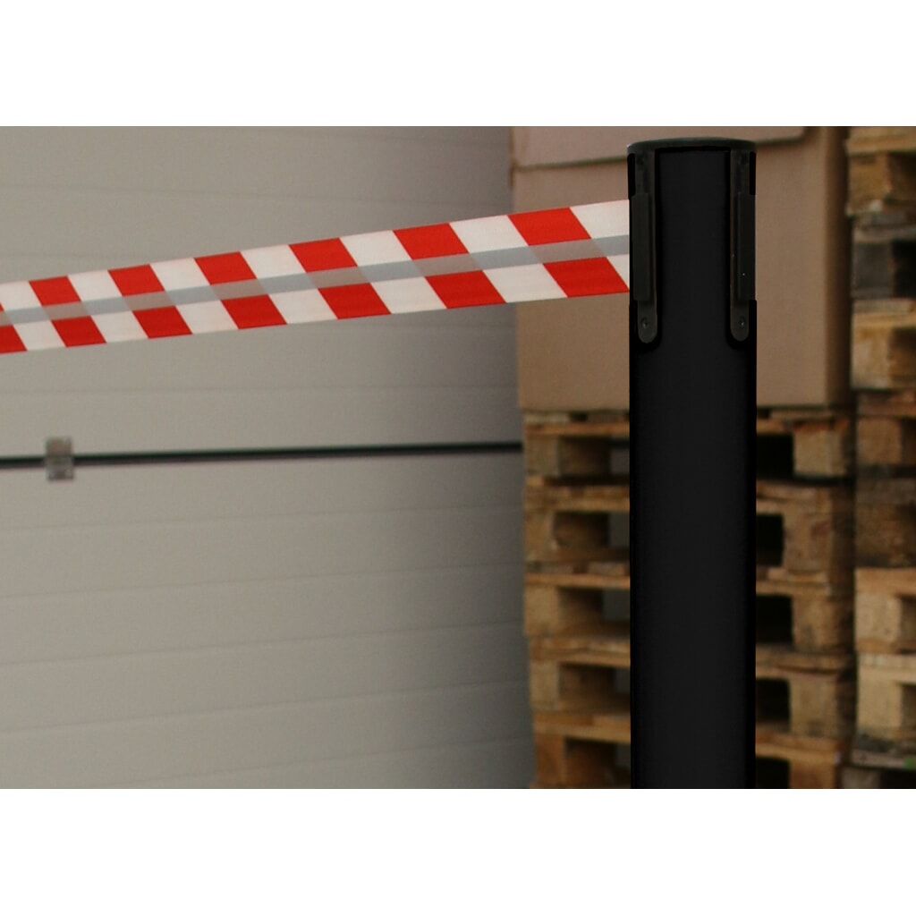 N° de l'image du produit 3 : Potelet de délimitation RS-GUIDESYSTEMS® GLA 45-J REFLECTO, longueur 3,5 m, largeur 50 mm, potelet noir, sangle rouge/blanc