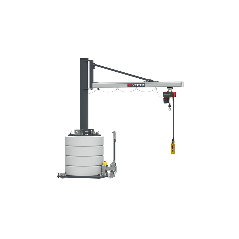 N° de l'image du produit 4 : Potence VETTER®, palan électrique à chaîne LIFTKET inclus, plage de pivotement de 270°, portée 2 900 mm, capacité de charge 125 kg