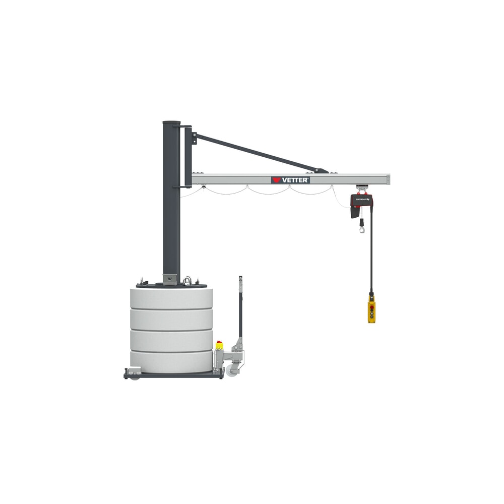 N° de l'image du produit 1 : Potence VETTER®, palan électrique à chaîne LIFTKET inclus, plage de pivotement de 270°, portée 2 900 mm, capacité de charge 125 kg