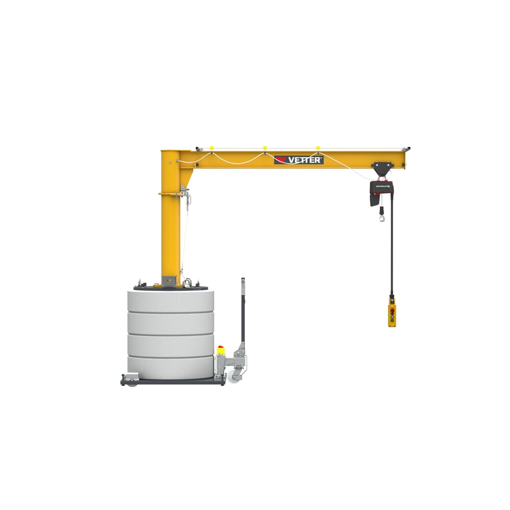 N° de l'image du produit 1 : Potence VETTER®, palan électrique à chaîne électrique LIFTKET inclus, version mobile, plage de pivotement de 360°, portée 3 000 mm, capacité de charge 125 kg