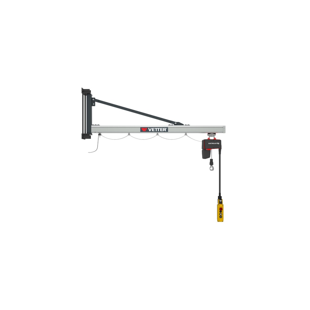 Illustration du produit: Potence VETTER®, palan électrique à chaîne LIFTKET inclus, version murale, portée 1 900 mm, capacité de charge 125 kg