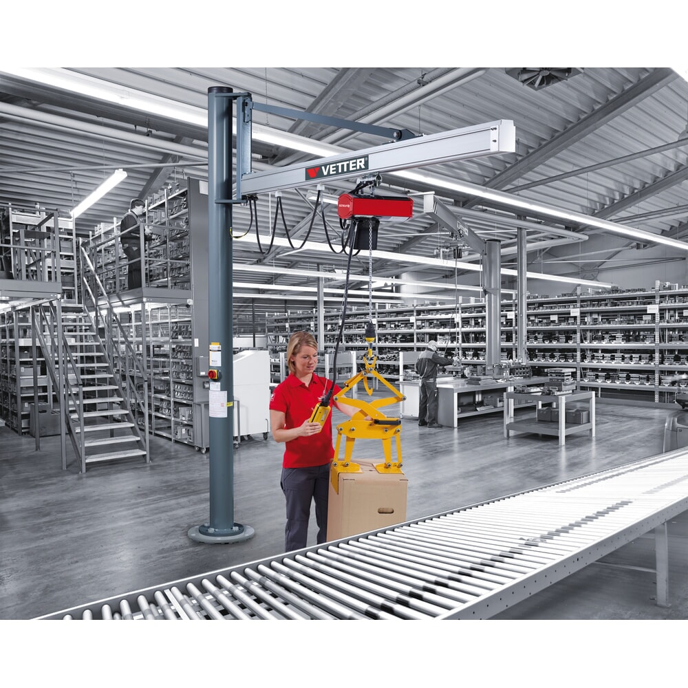 N° de l'image du produit 5 : Potence VETTER®, palan électrique à chaîne LIFTKET inclus, version sur fût, portée 2 900 mm, capacité de charge 125 kg