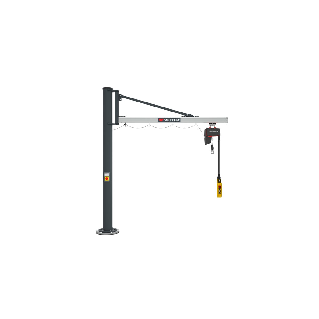 Potence VETTER®, palan électrique à chaîne LIFTKET inclus, version sur fût, portée 2 900 mm, capacité de charge 125 kg Illustration du produit: Potence VETTER®, palan électrique à chaîne LIFTKET inclus, version sur fût, portée 2 900 mm, capacité de charge 125 kg