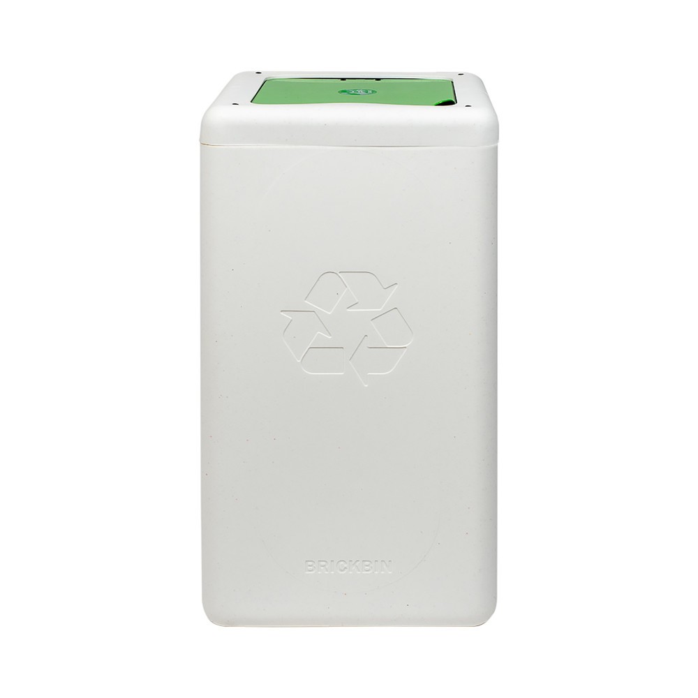 N° de l'image du produit 2 : Poubelle à couvercle rabattable BRICKBIN, en plastique recyclé, 65 litres, carrée, blanc/vert