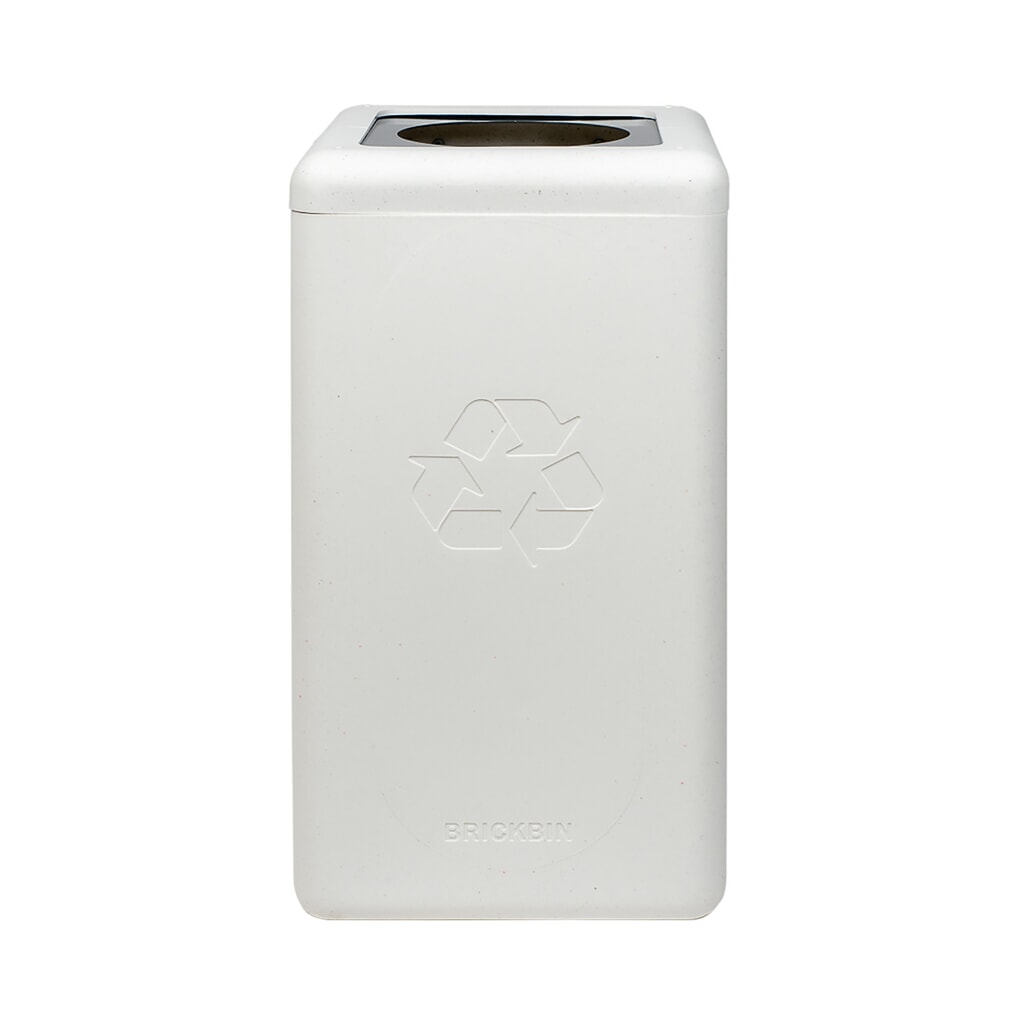 Poubelle à déchets généraux BRICKBIN, en plastique recyclé, 65 litres, carrée, blanc/gris N° de l'image du produit 2 : Poubelle à déchets généraux BRICKBIN, en plastique recyclé, 65 litres, carrée, blanc/gris