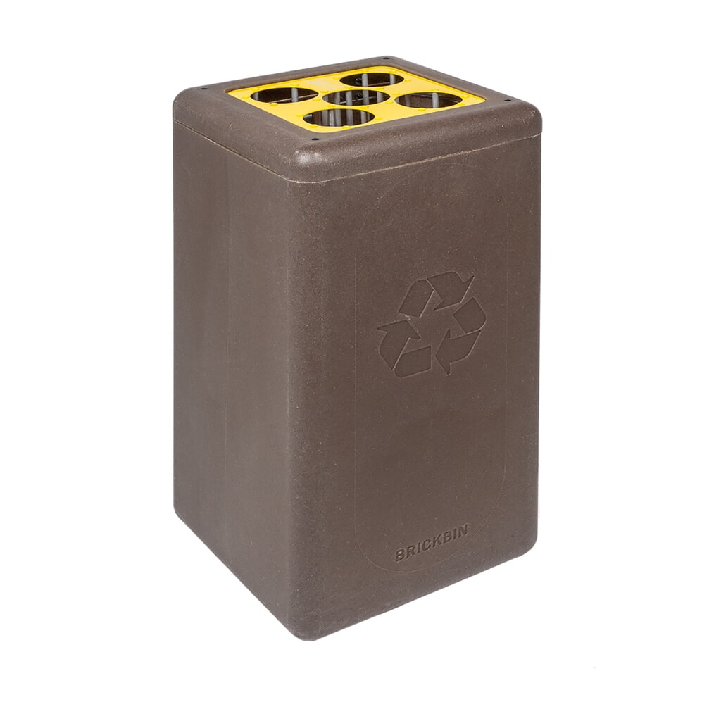Poubelle à gobelets BRICKBIN, en plastique recyclé et marc de café, 65 litres, marron/jaune Illustration du produit: Poubelle à gobelets BRICKBIN, en plastique recyclé et marc de café, 65 litres, marron/jaune