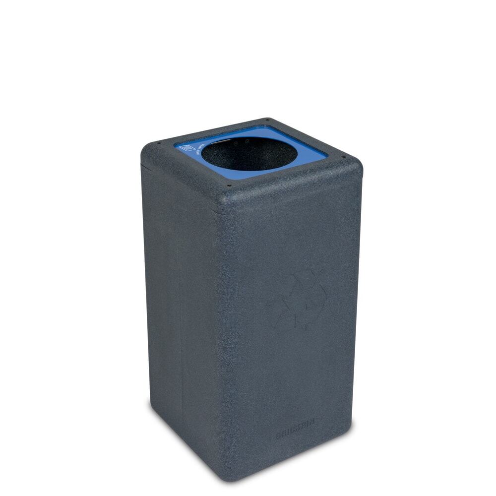 N° de l'image du produit 1 : Poubelle à papier BRICKBIN, en plastique recyclé, 65 litres, carrée, gris/bleu