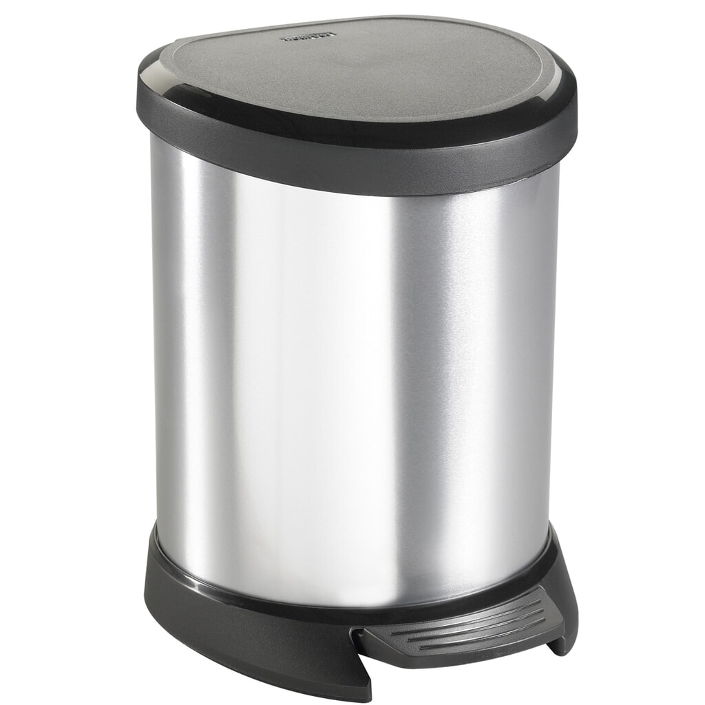 Illustration du produit: Poubelle à pédale DECOBIN, semi-circulaire, 5 litres, argenté/noir