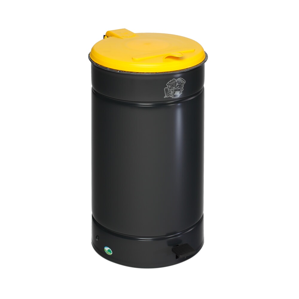 N° de l'image du produit 2 : Poubelle à pédale Euro-Pedal, 60 litres, corps anthracite, couvercle jaune