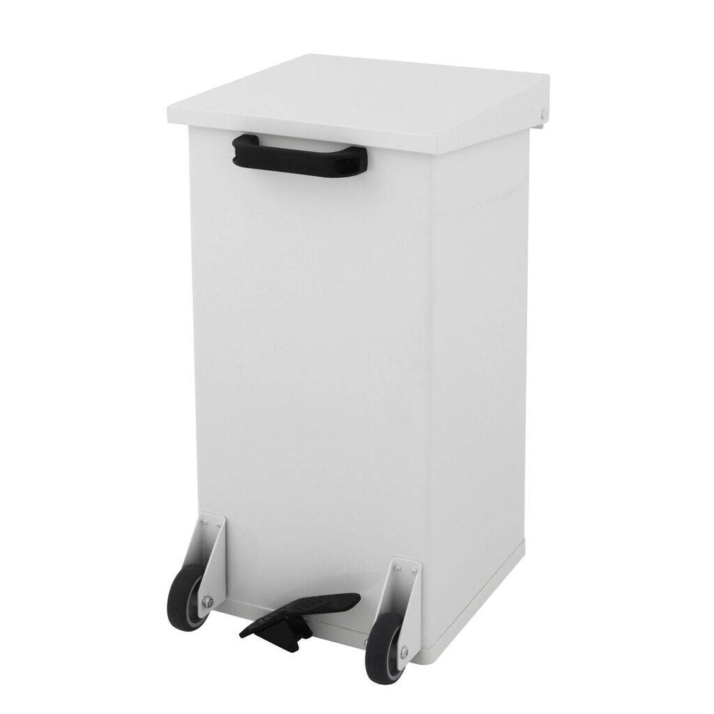Poubelle à pédale Kick CARRO, mobile, 55 litres, blanc Illustration du produit: Poubelle à pédale Kick CARRO, mobile, 55 litres, blanc