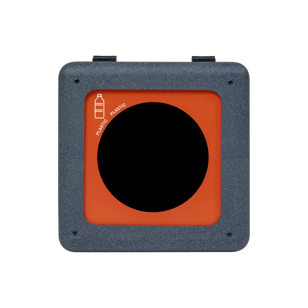 Poubelle à plastique BRICKBIN, en plastique recyclé, 65 litres, carrée, gris/orange N° de l'image du produit 2 : Poubelle à plastique BRICKBIN, en plastique recyclé, 65 litres, carrée, gris/orange