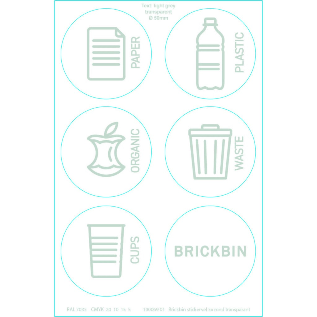 N° de l'image du produit 10 : Poubelle à plastique BRICKBIN, en plastique recyclé, 65 litres, carrée, gris/orange